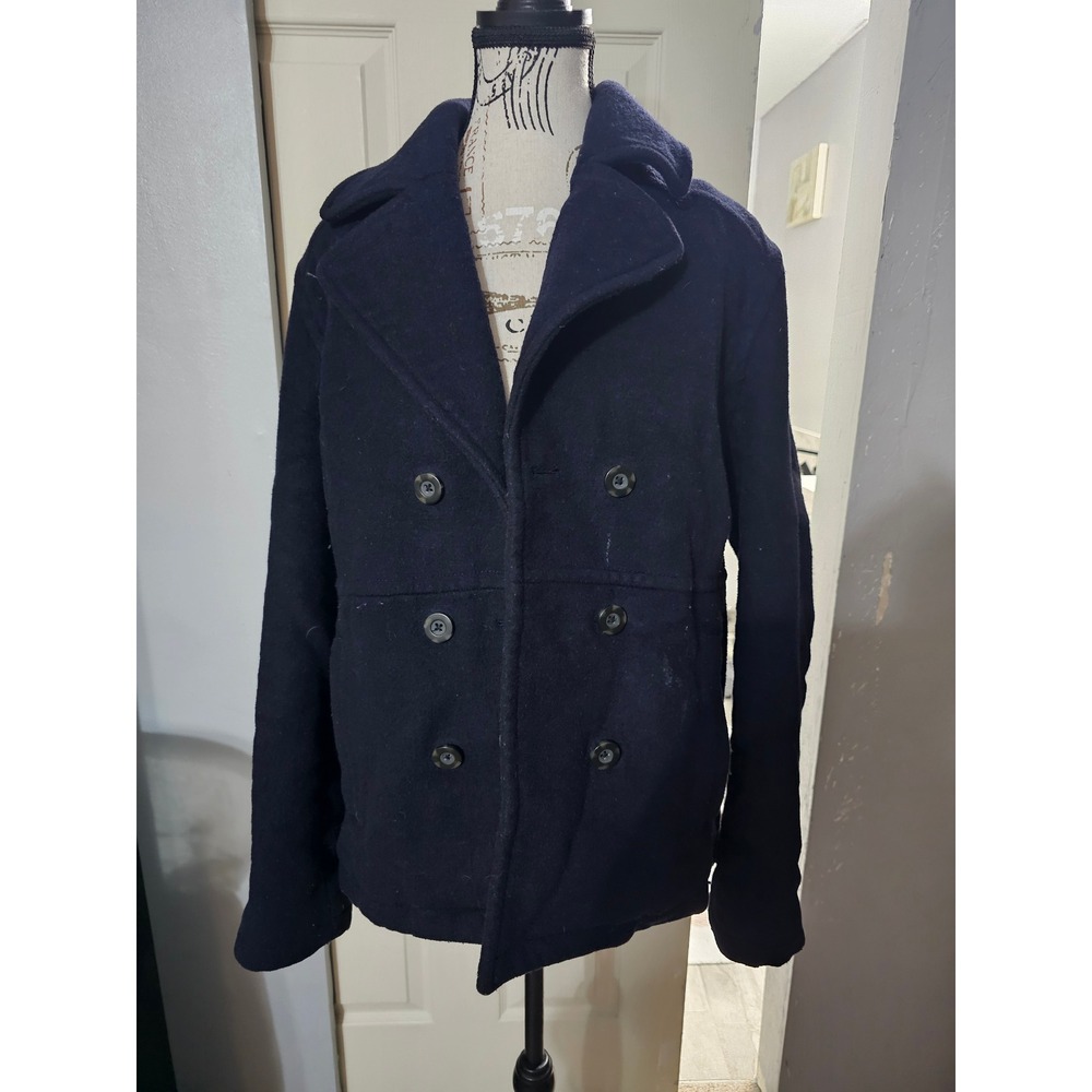 American Eagle Outfitters Navy Blue Double Breasted Pea Coat Women Large vtg